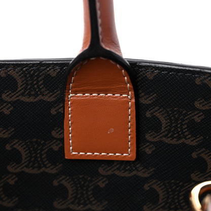 Celine Triomphe Canvas Calfskin Paris Print Small Vertical Cabas Tan 9 of 13