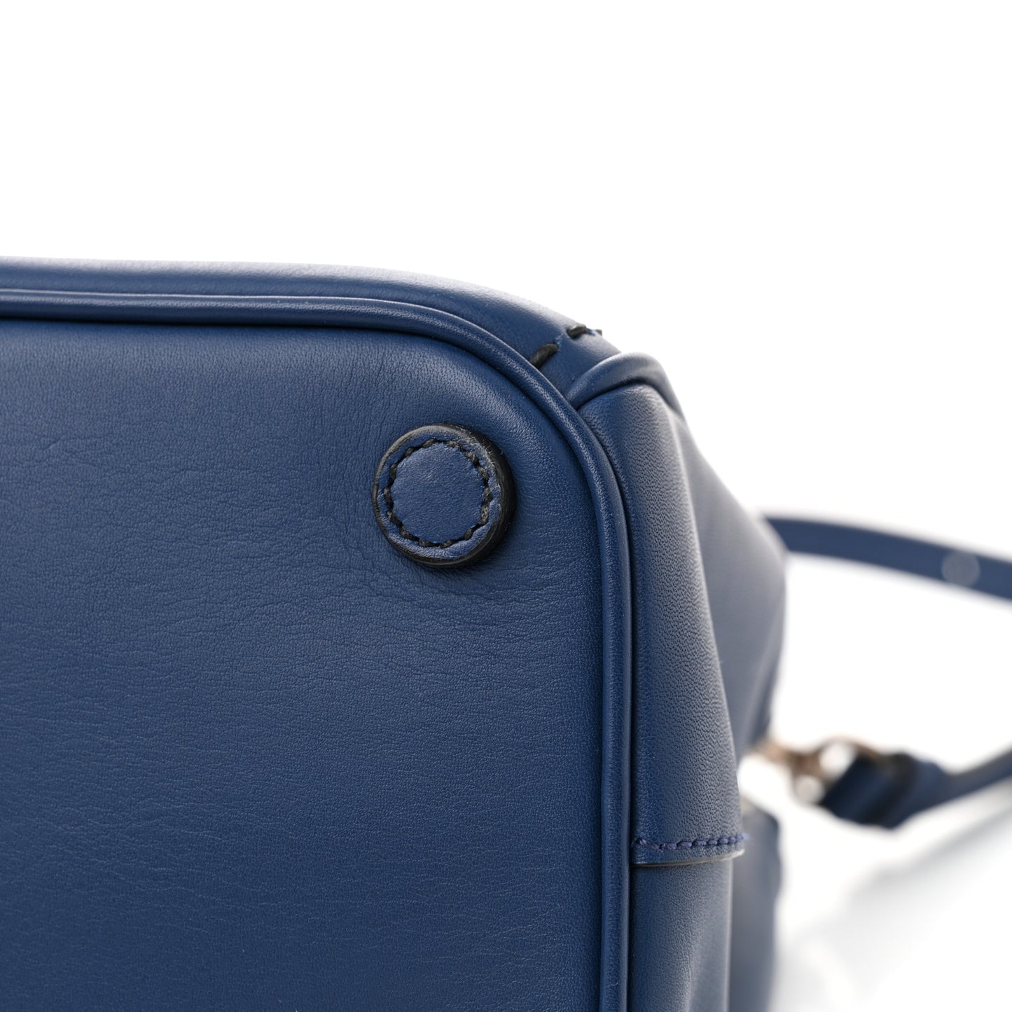 City Calf Hand Stitched Small Galleria Double Zip Tote Bluette