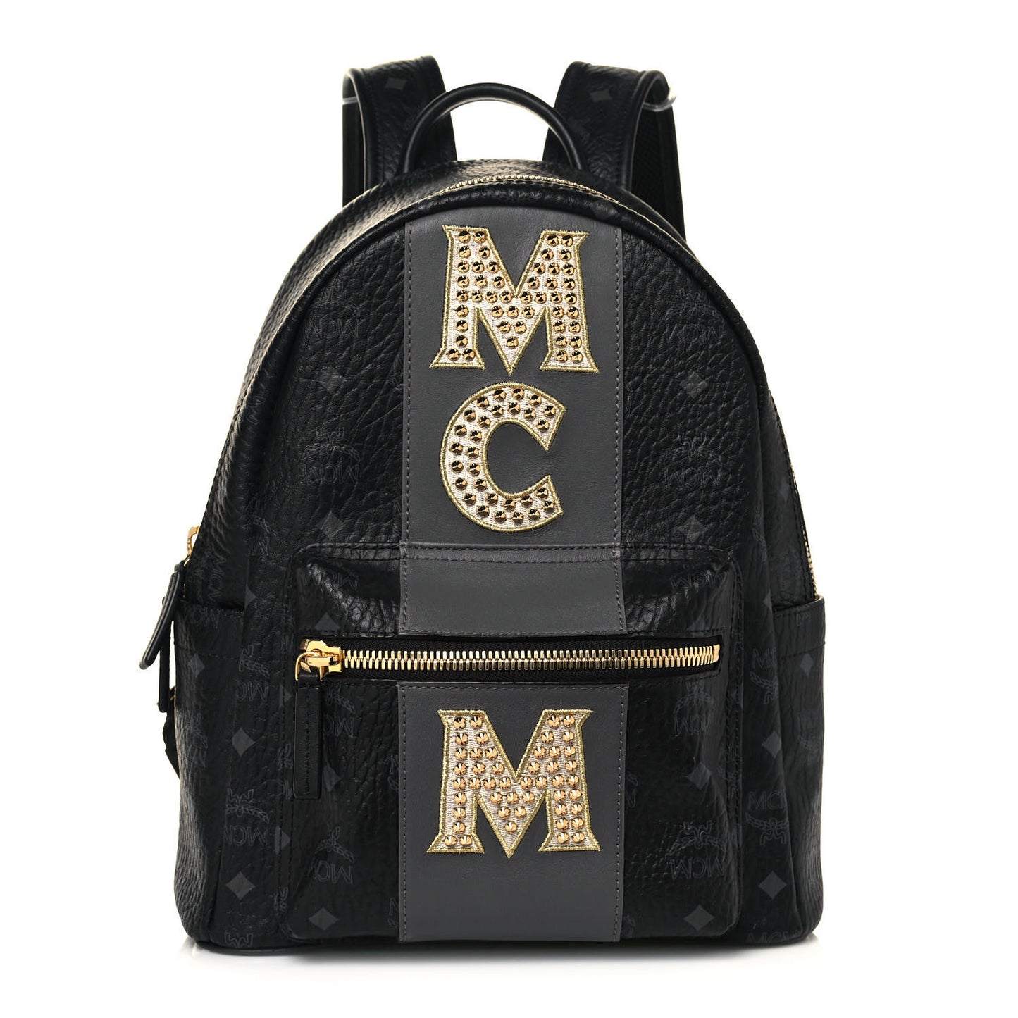 Visetos Studded Small Studded Logo Stripe Backpack Black