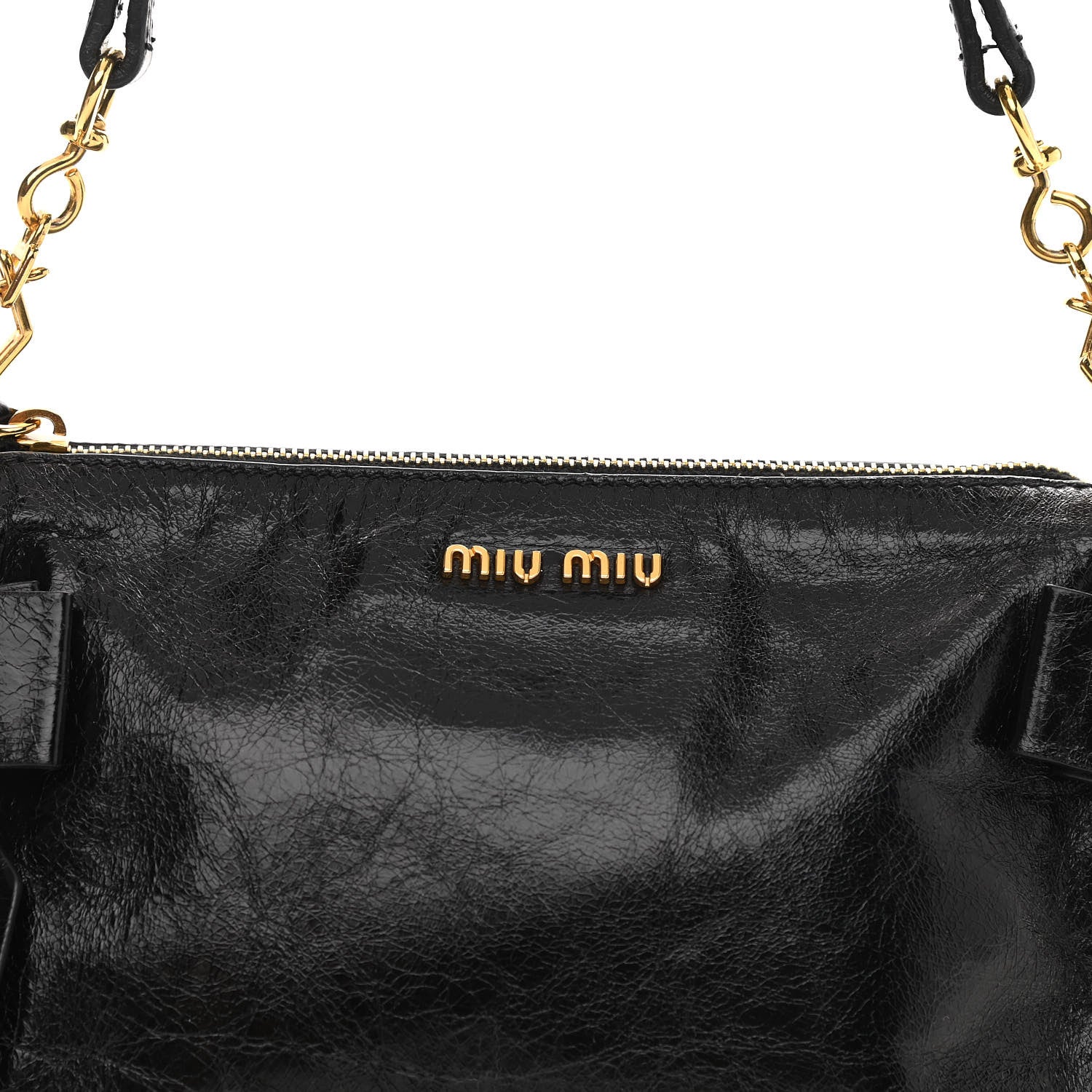 Miu Miu Vitello Lux Bow Bag Black 7 of 10