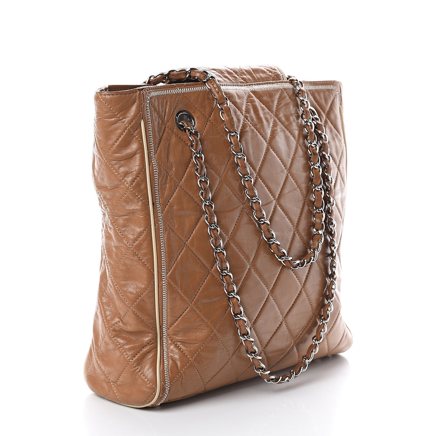 Lambskin Quilted North South Tote Brown