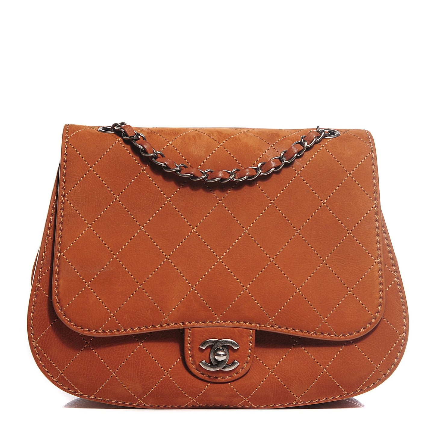 Suede Coco Twin Large Flap Marron