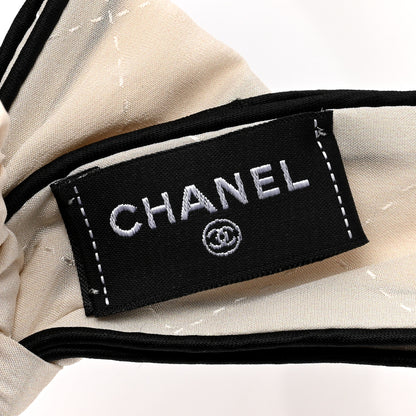 Chanel Silk CC Bow Hair Tie Ecru Black 4 of 4