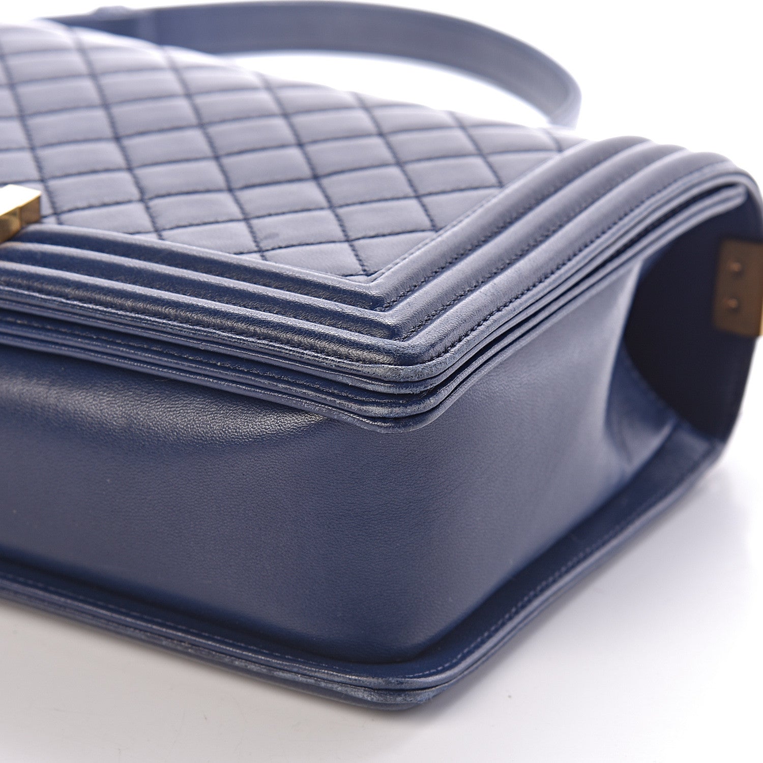 Chanel Lambskin Quilted New Medium Boy Flap Dark Navy Blue 10 of 11