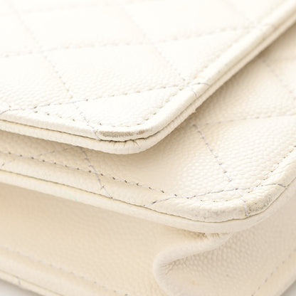 Chanel Caviar Quilted Wallet on Chain WOC White 12 of 14