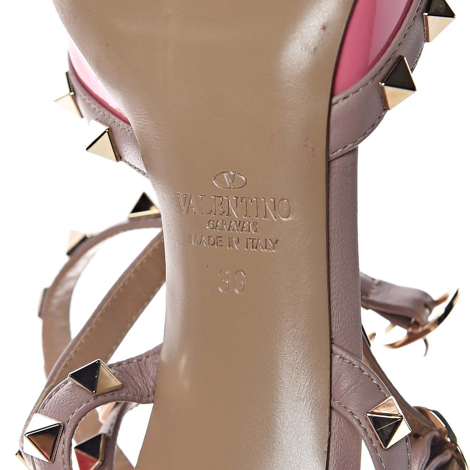 Valentino Garavani Patent Rockstud Ankle Strap Low Heel Pumps 36 Pink Poudre 6 of 10
