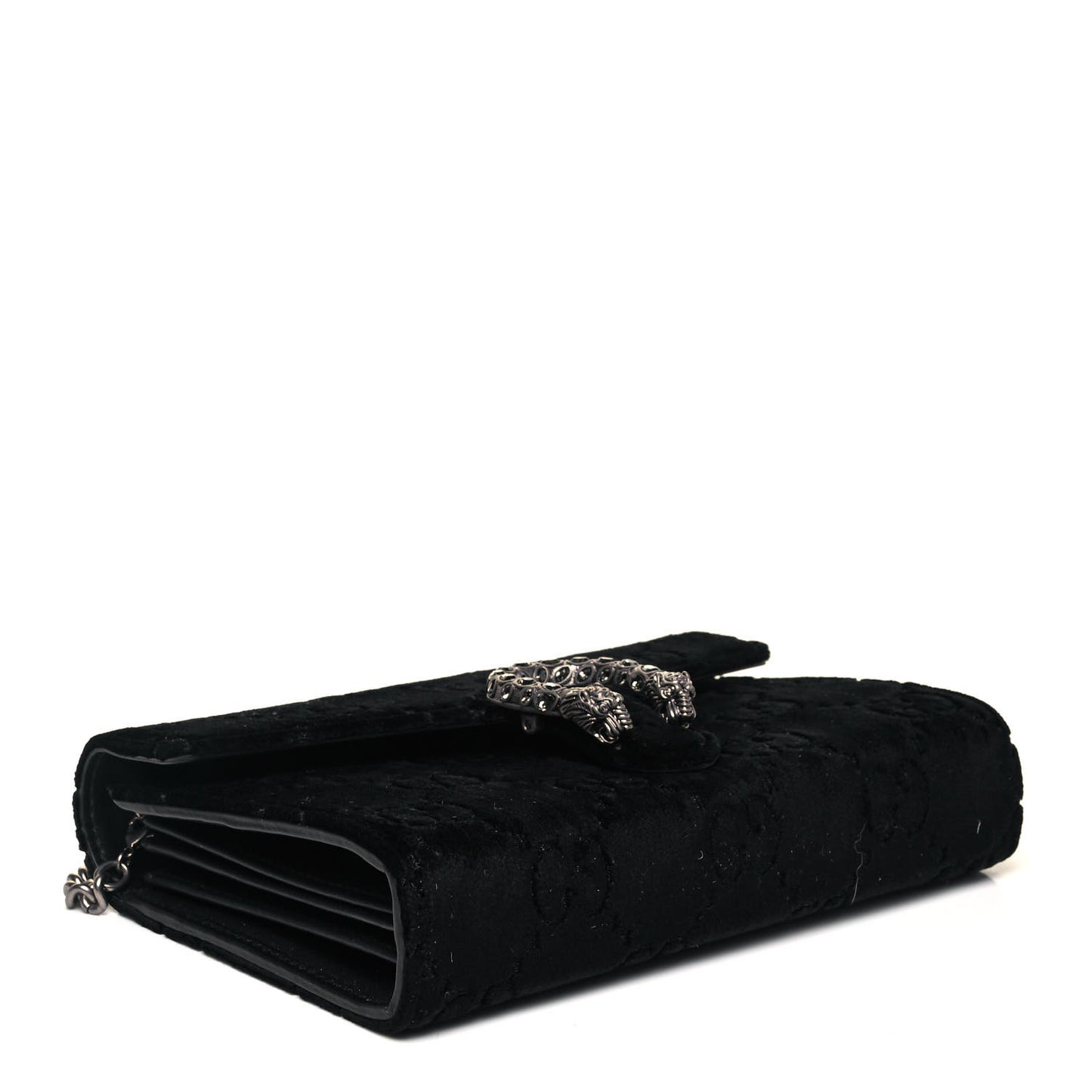 Velvet GG Monogram Mini Dionysus Chain Wallet Black