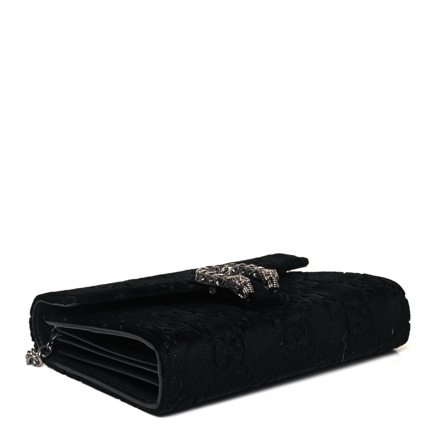 Gucci Velvet GG Monogram Mini Dionysus Chain Wallet Black 4 of 11