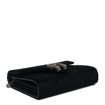 Gucci Velvet GG Monogram Mini Dionysus Chain Wallet Black 4 of 11