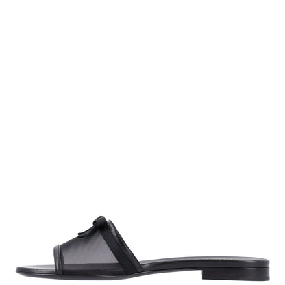 Chanel Mesh Lambskin CC Bow Mules 39.5 Black 1 of 9