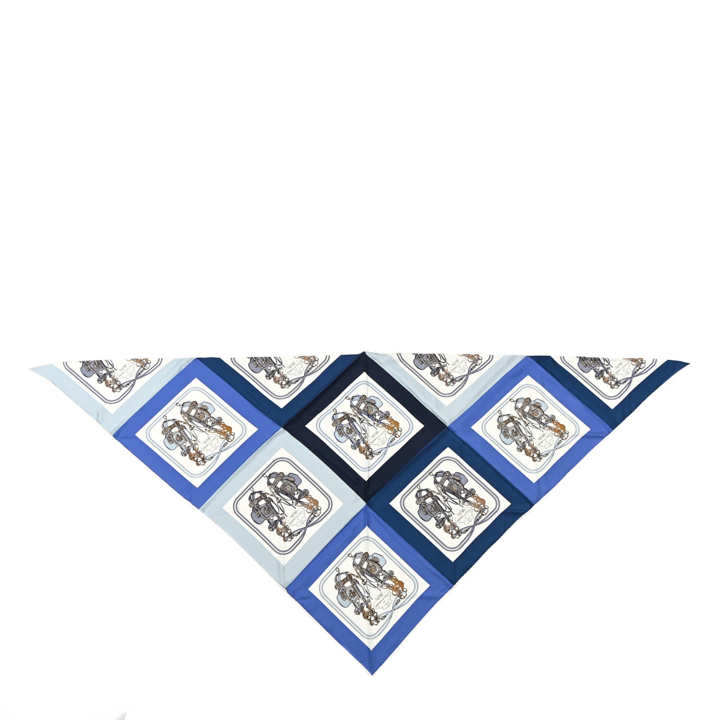 Silk Mini Brides De Gala Giant Triangle Scarf Bleu White Gris