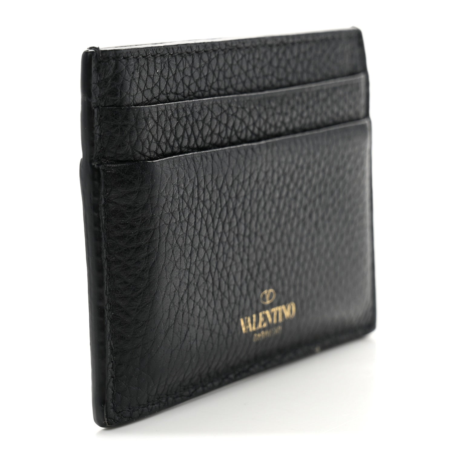 Valentino Garavani Pebbled Calfskin Rockstud Card Holder Black 2 of 5