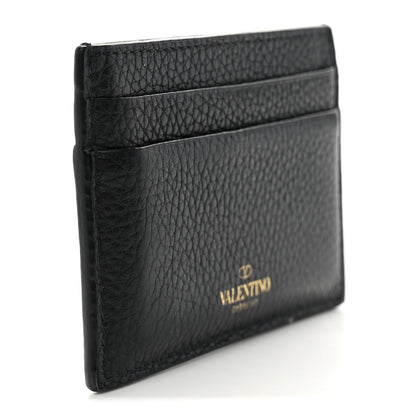 Valentino Garavani Pebbled Calfskin Rockstud Card Holder Black 2 of 5