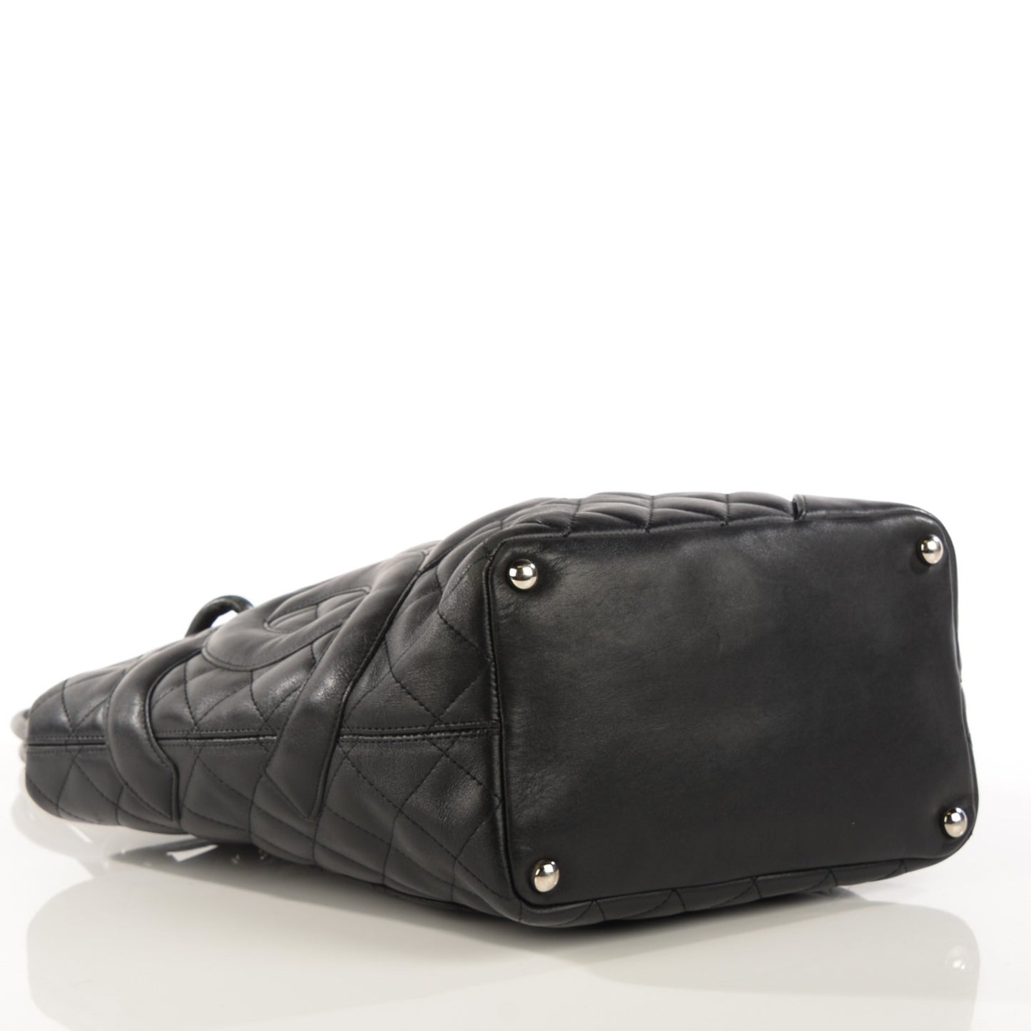 Calfskin Quilted Medium Cambon Tote Black