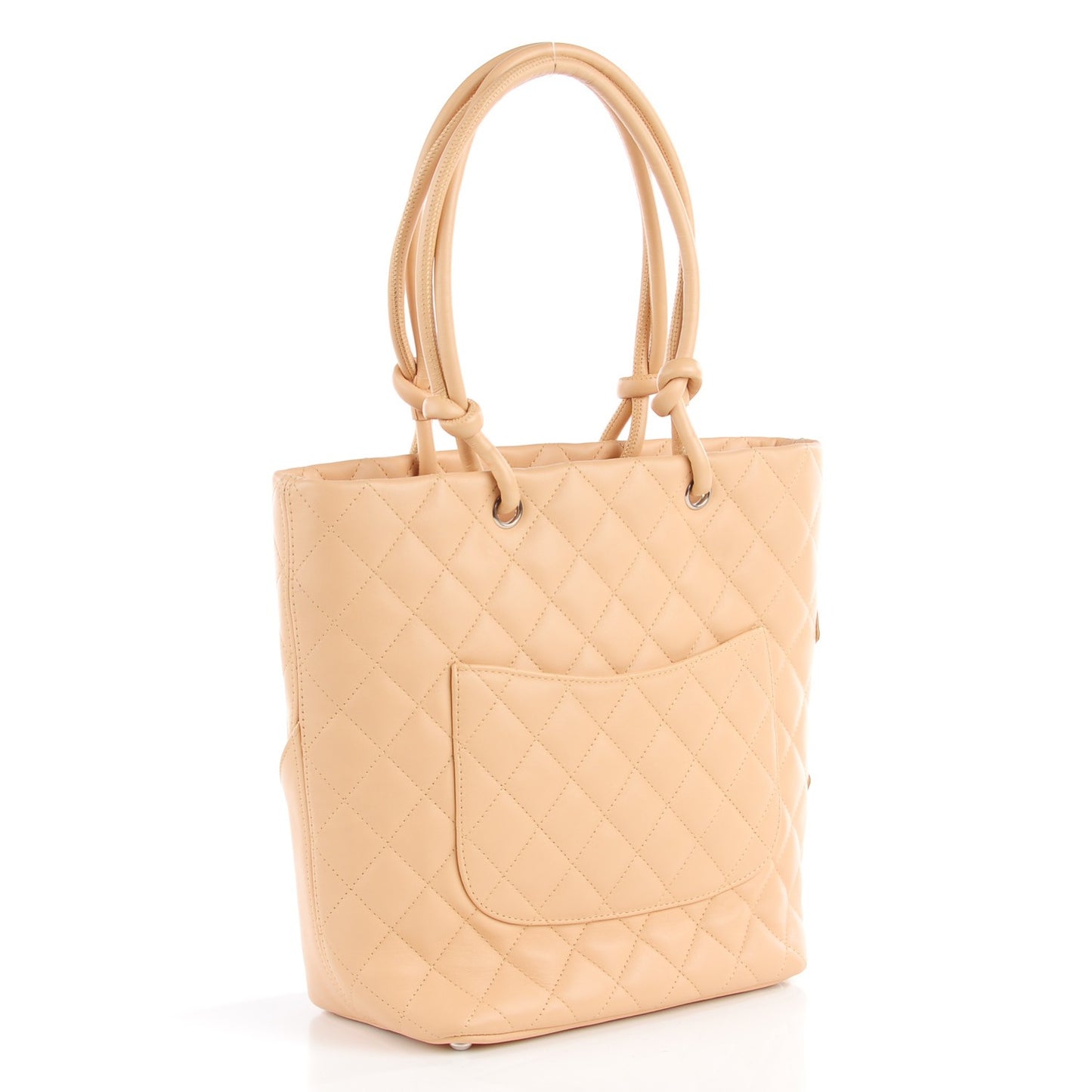 Calfskin Quilted Medium Cambon Tote Beige