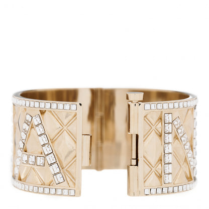 Chanel Crystal Logo Cuff Bracelet Gold 5 of 6