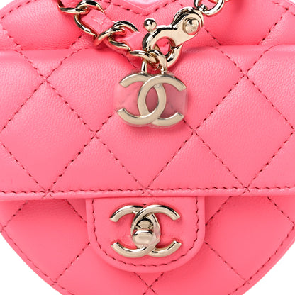 Chanel Lambskin Quilted CC In Love Heart Waist Belt Bag With Chain Pink 8 of 10