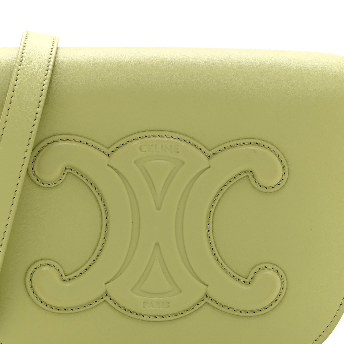 Celine Smooth Calfskin Cuir Triomphe Folco Crossbody Bag Light Jade 9 of 11