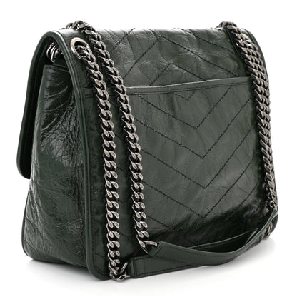 Saint Laurent Crinkled Calfskin Matelasse Monogram Medium Niki Chain Satchel Military Olive 3 of 10