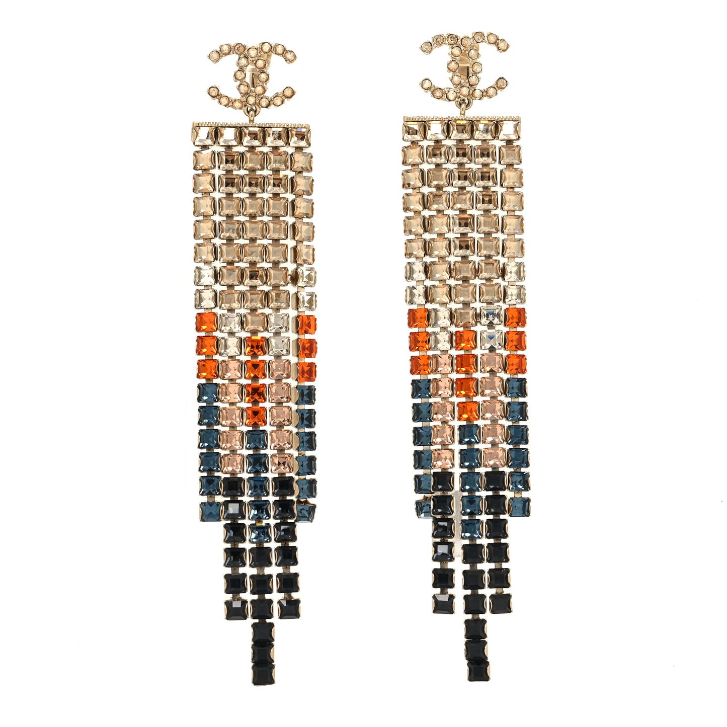 Crystal Skyline CC Drop Clip On Earrings Gold Blue Black Red