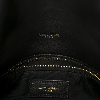 Saint Laurent Lambskin Quilted Medium Loulou Puffer Monogram Chain Satchel Black 6 of 11