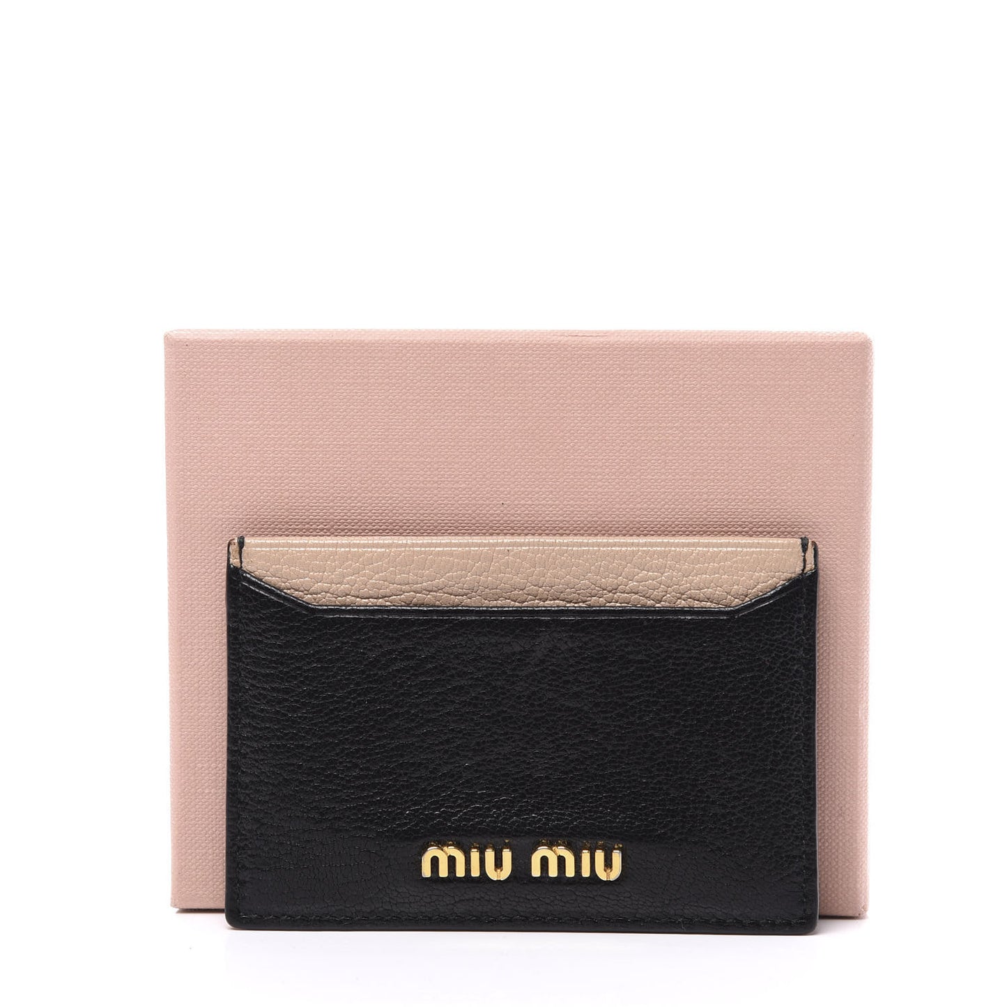 Goatskin Madras Bicolore Card Case Black Cammeo