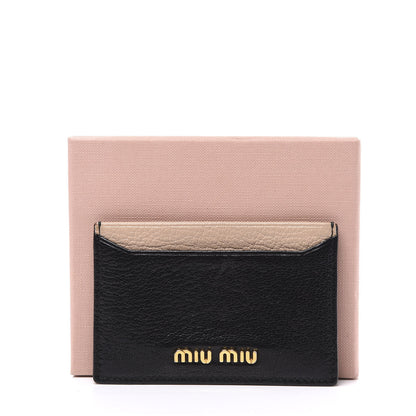 Miu Miu Goatskin Madras Bicolore Card Case Black Cammeo 8 of 8
