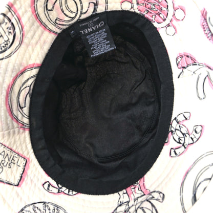 Chanel Cotton CC Dog Print Bucket Hat S White Pink 6 of 9
