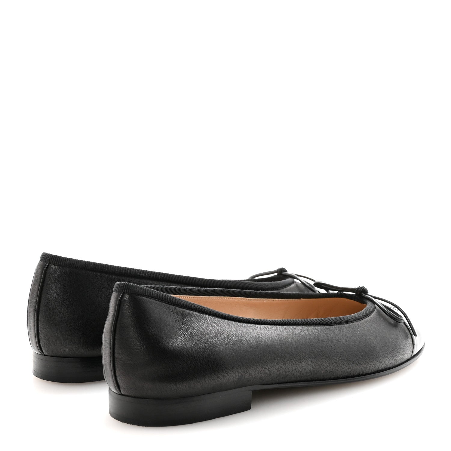 Chanel Lambskin Patent Cap Toe Ballerina Flats 37.5 Black 5 of 10