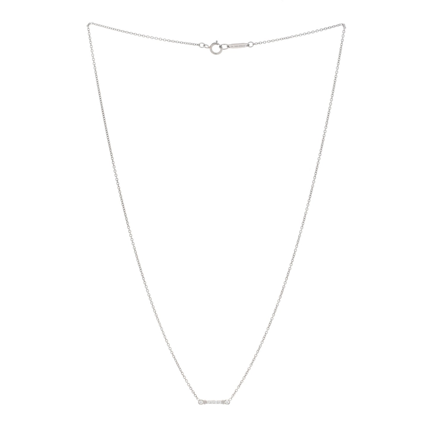 Platinum Diamond Fleur de Lis Key Bar Pendant Necklace