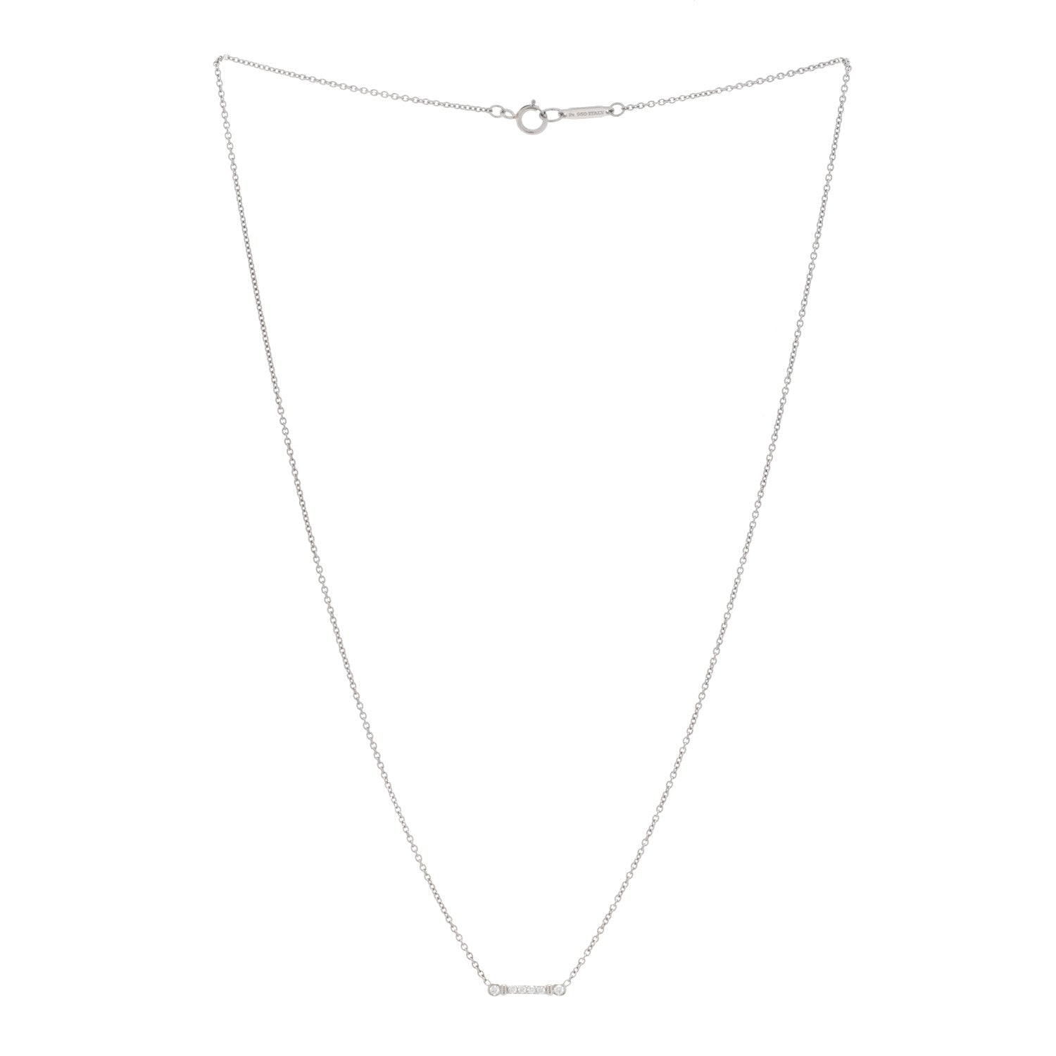 Tiffany Platinum Diamond Fleur de Lis Key Bar Pendant Necklace 2 of 4