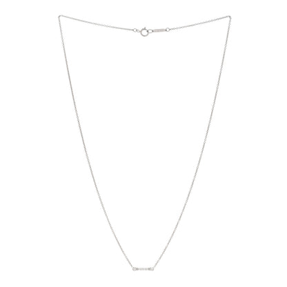 Tiffany Platinum Diamond Fleur de Lis Key Bar Pendant Necklace 2 of 4