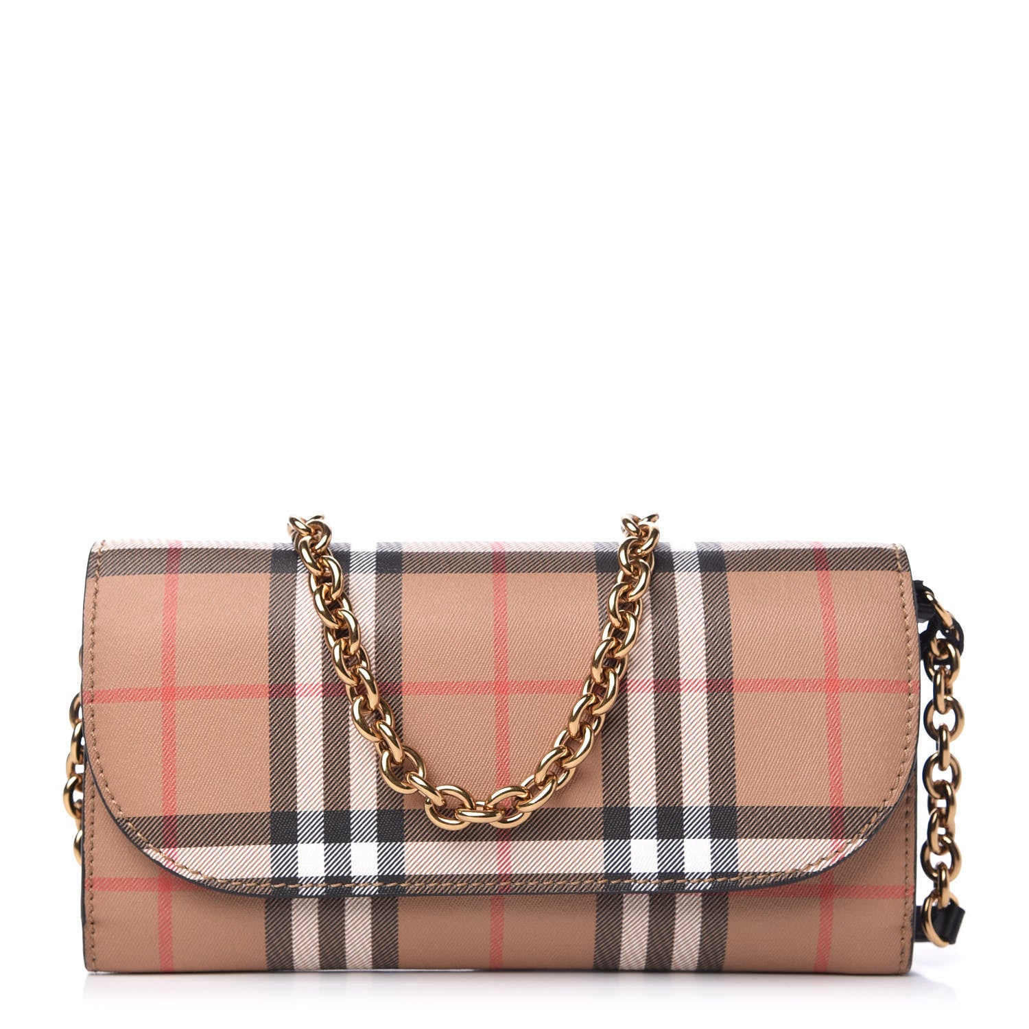 Burberry Vintage Check Henley Wallet On Chain Black 1 of 9