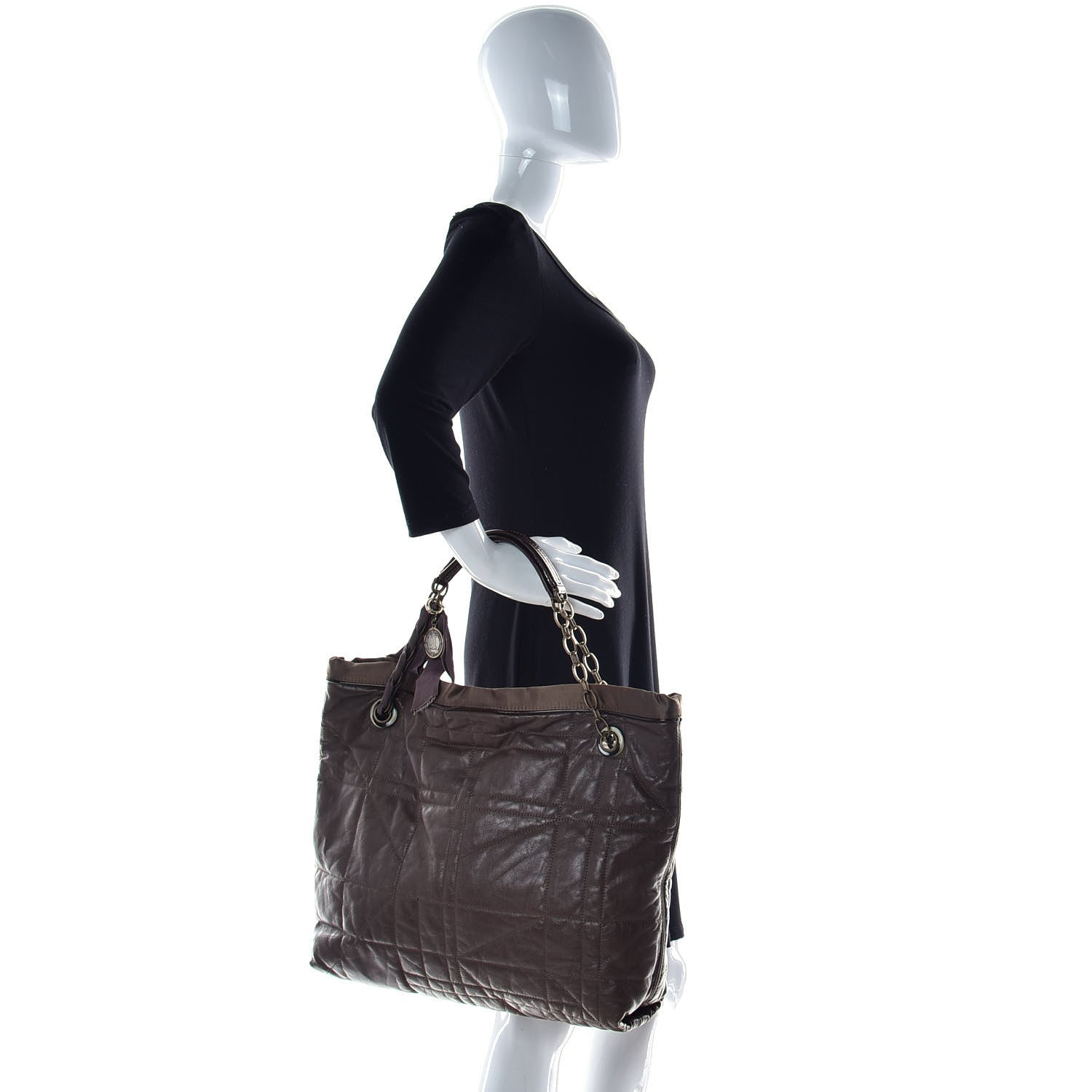 Lanvin Lambskin Quilted Amalia Cabas Tote Brown 4 of 23