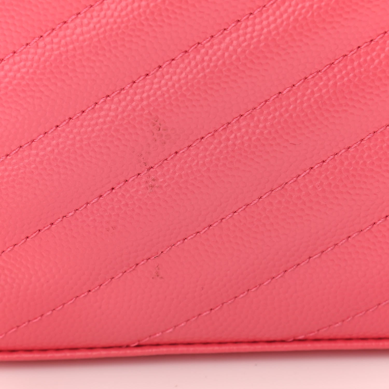 Saint Laurent Grain De Poudre Matelasse Chevron Monogram Chain Wallet Rose Clair 9 of 12