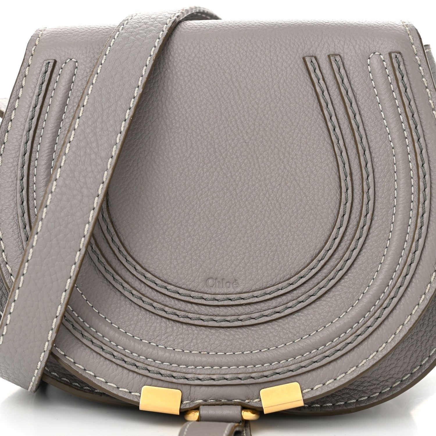 Chloe Calfskin Mini Marcie Round Crossbody Bag Cashmere Grey 7 of 9