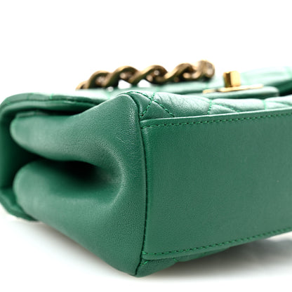 Chanel Shiny Sheepskin Quilted Mini Trapezio Flap Green 9 of 11
