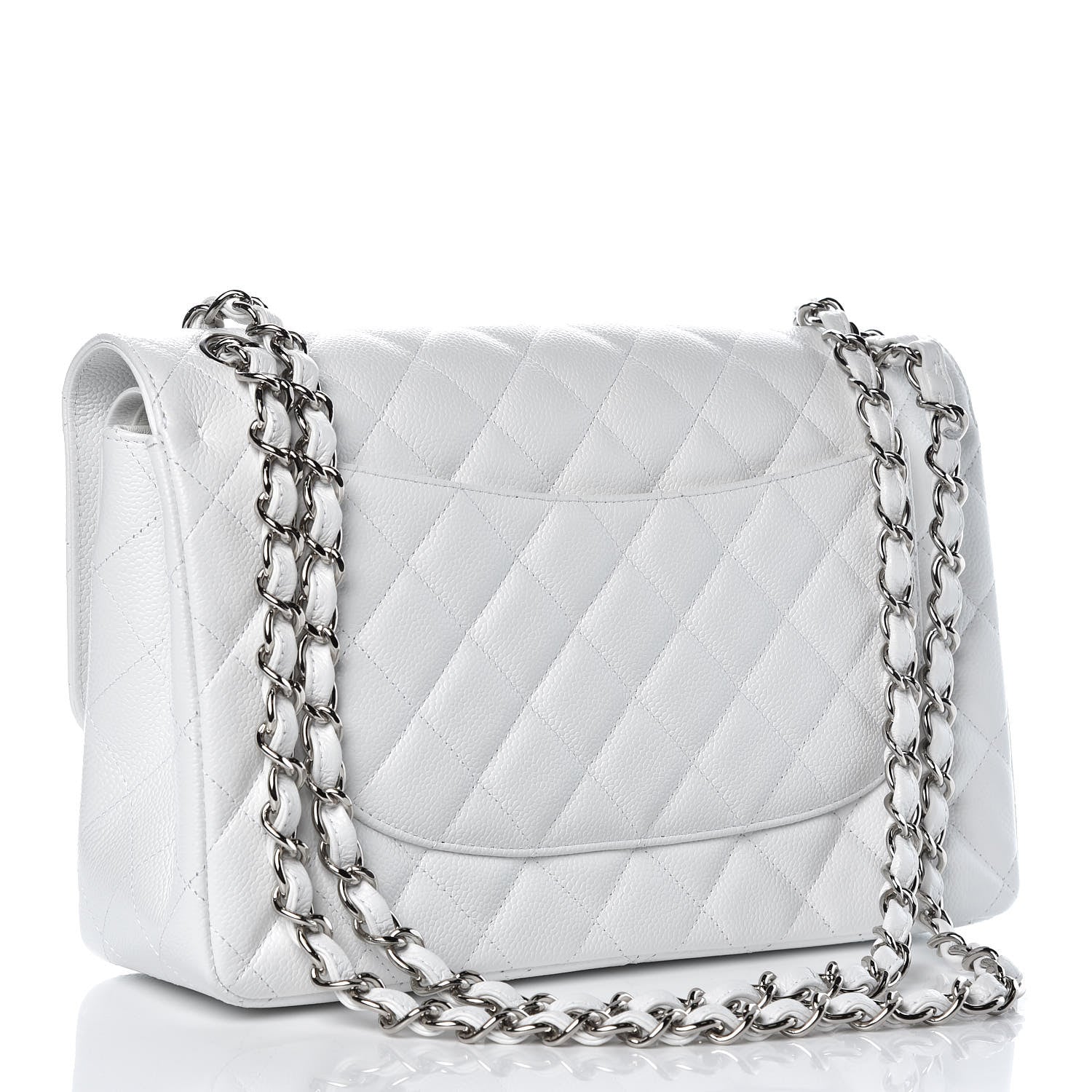 Chanel Caviar Quilted Jumbo Double Flap White 3 of 9