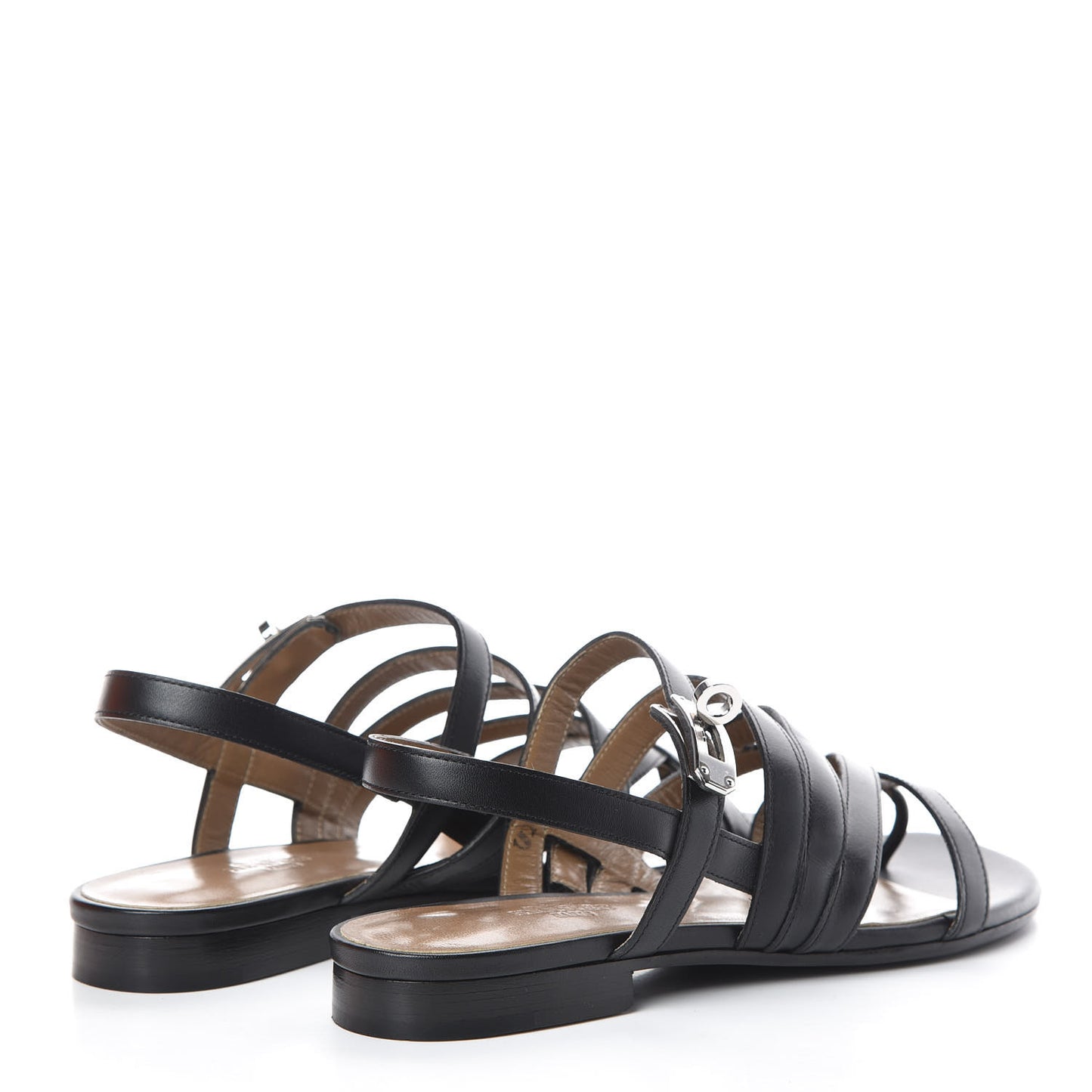Calfskin Marine Buckle Sandals 36 Black