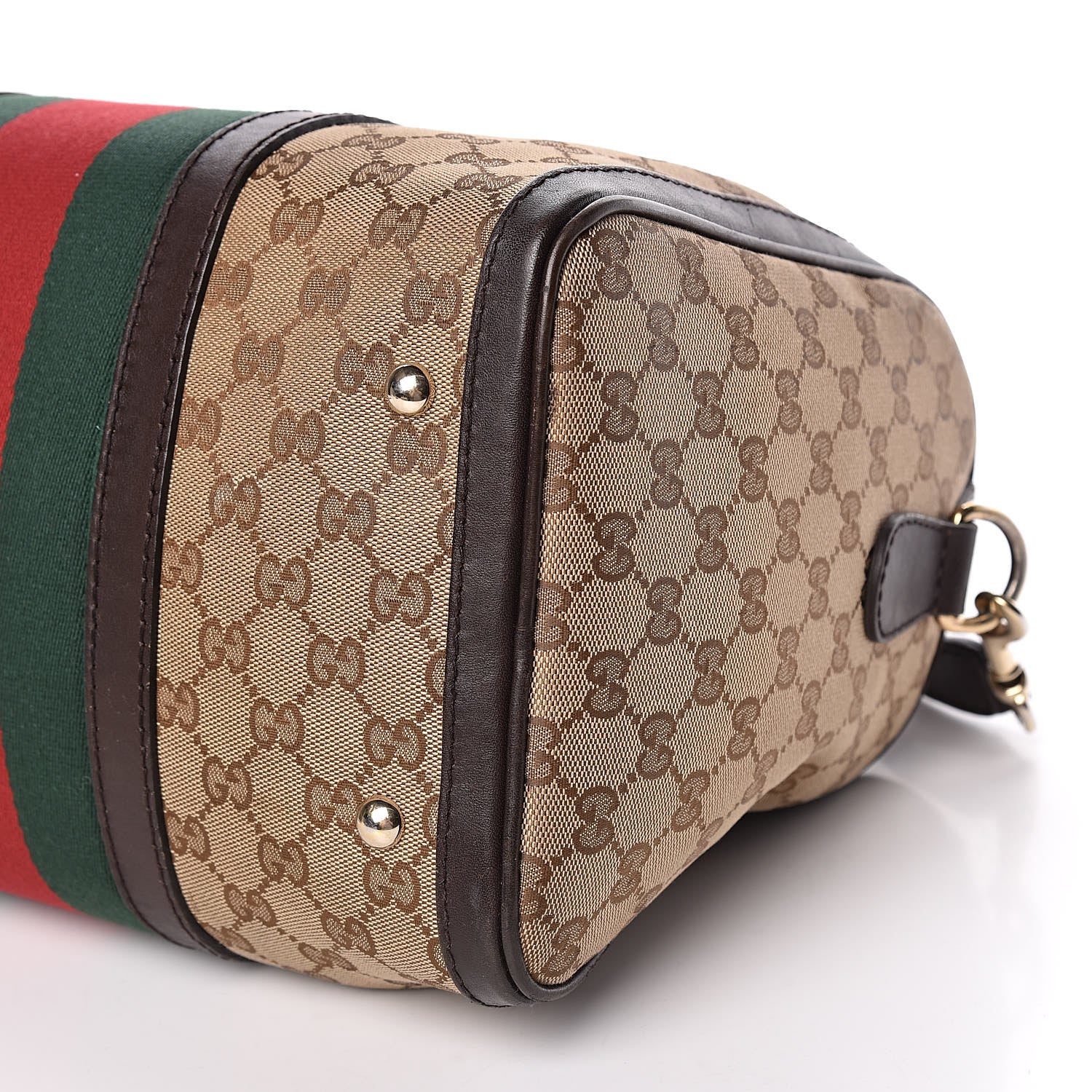 Gucci Monogram Vintage Web Medium Boston Dark Brown 14 of 24