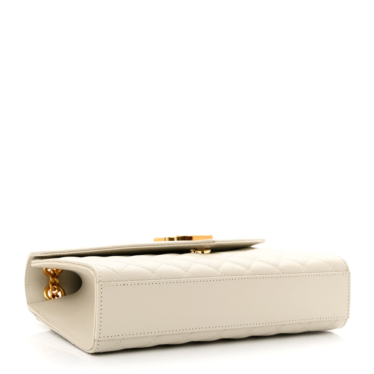 Grain De Poudre Textured Mixed Matelasse Medium Triquilt Monogram Satchel White