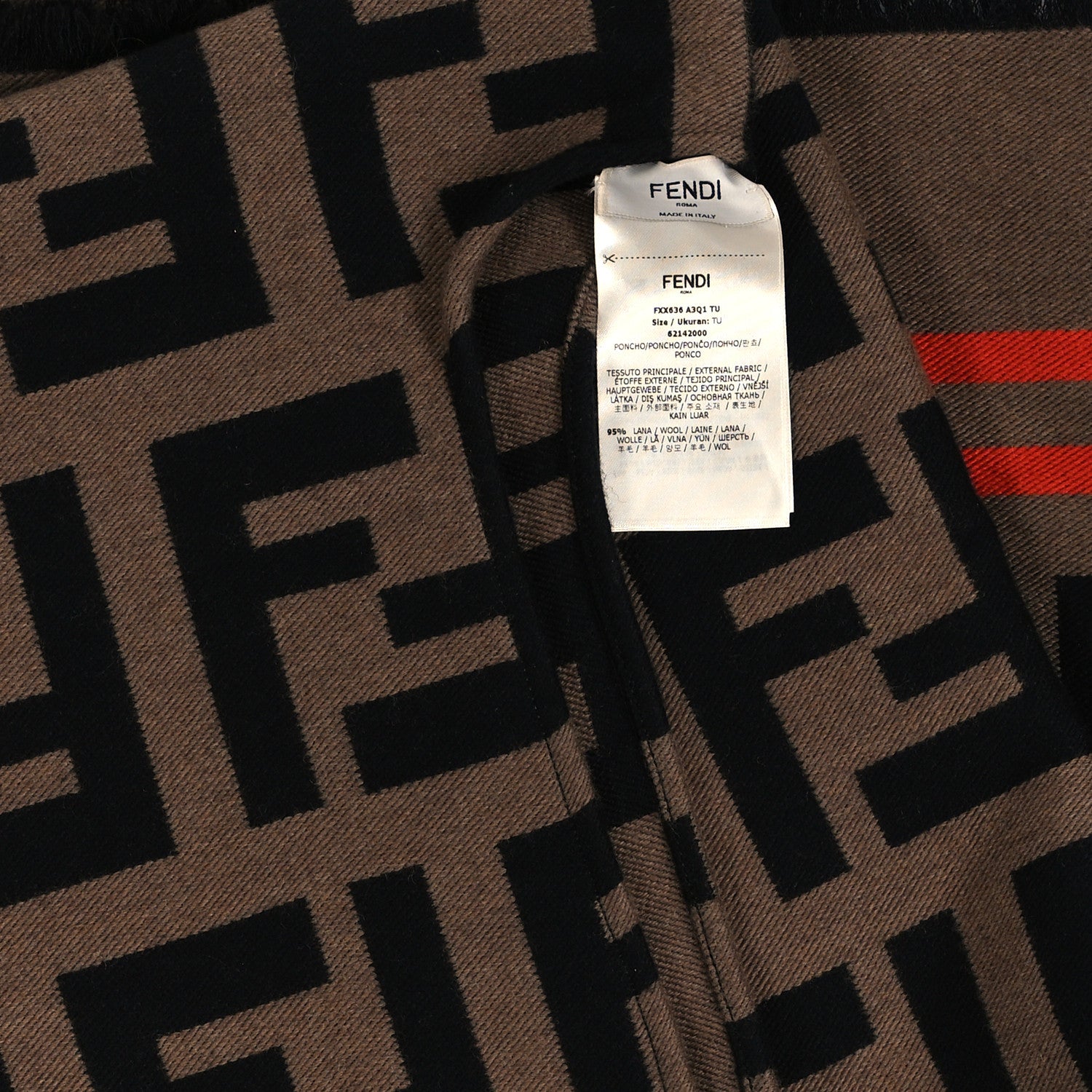 Fendi Wool Silk FF Poncho Black 3 of 3