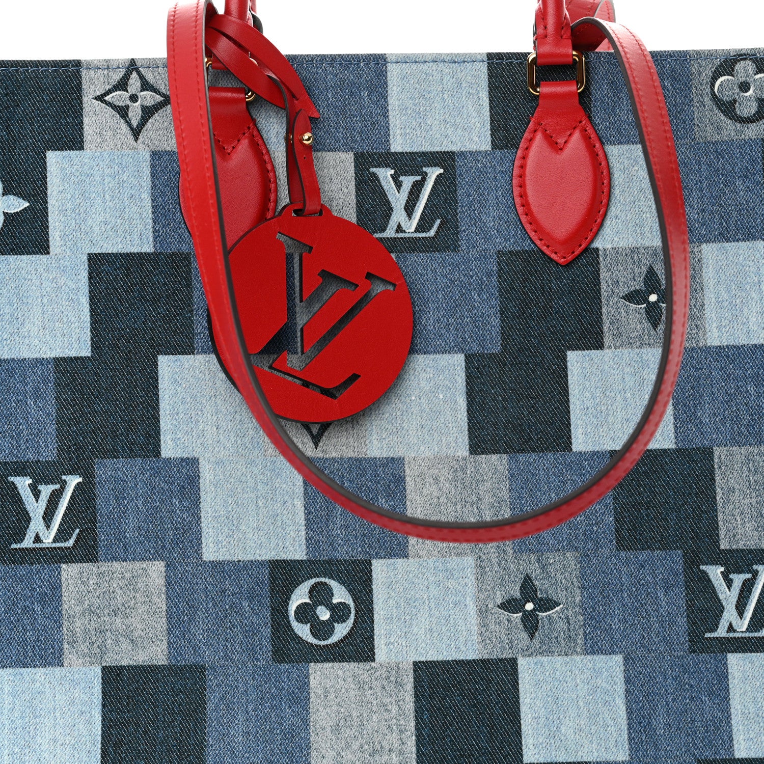Louis Vuitton Denim Damier Monogram Onthego Blue Rouge 7 of 12