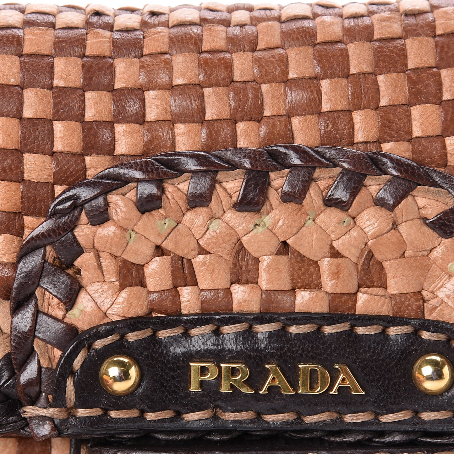 Goatskin Woven Flap Crossbody Sughero Caramel