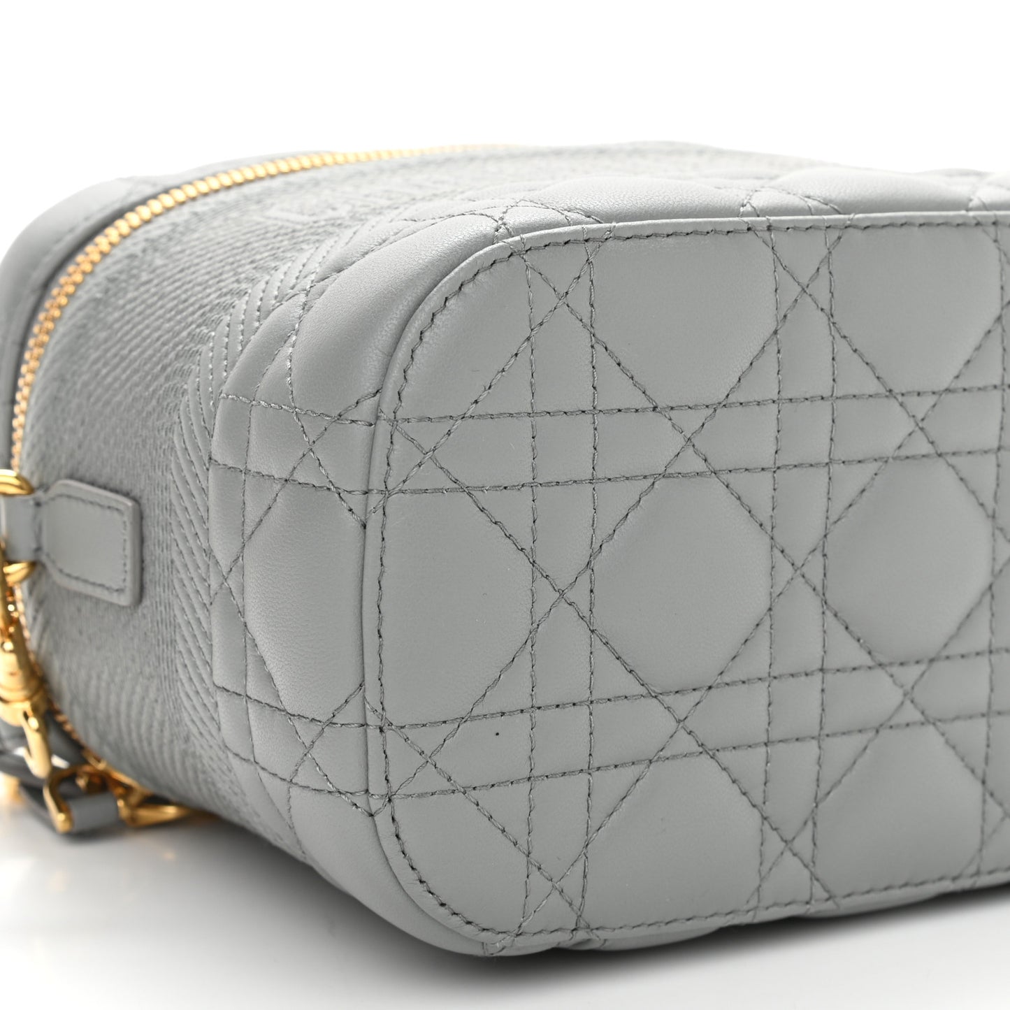 Lambskin Cannage Small Diortravel Vanity Case Grey