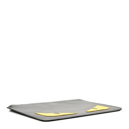 Fendi Vitello Century Monster Eyes Inlay Pouch Black Giallo 4 of 10