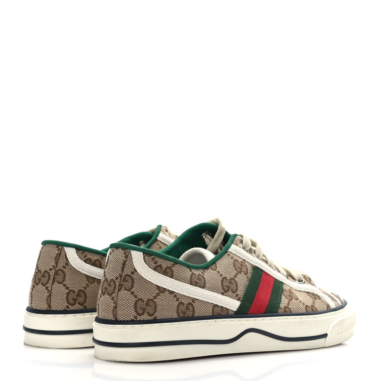 GG Monogram Web Womens 1977 Tennis Sneakers 37 Beige Ebony Mystic White
