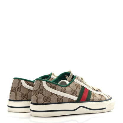 Gucci GG Monogram Web Womens 1977 Tennis Sneakers 37 Beige Ebony Mystic White 4 of 7