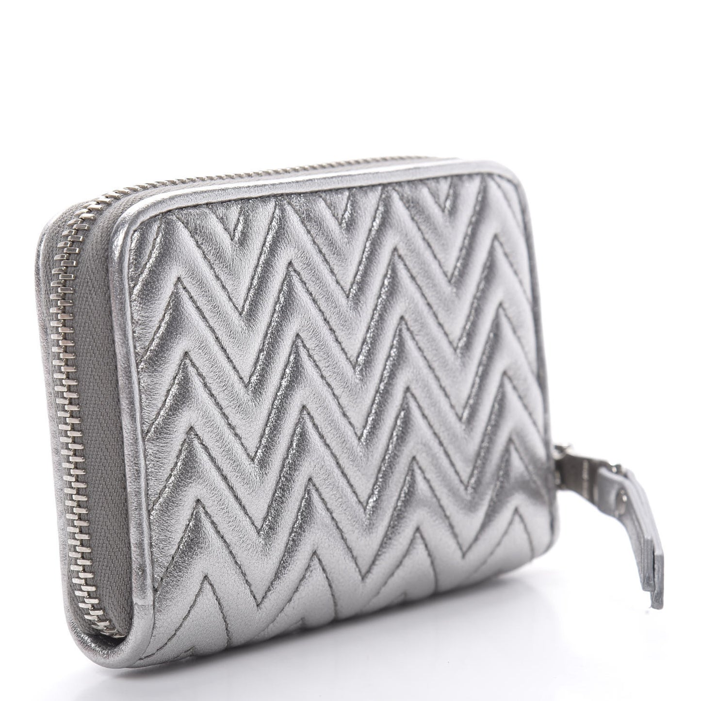 Metallic Nappa Impunture Zip Around Compact Wallet Chromo