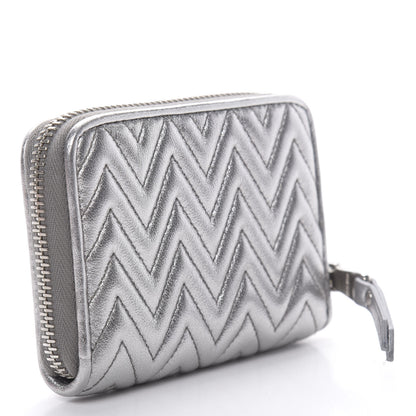 Miu Miu Metallic Nappa Impunture Zip Around Compact Wallet Chromo 3 of 9